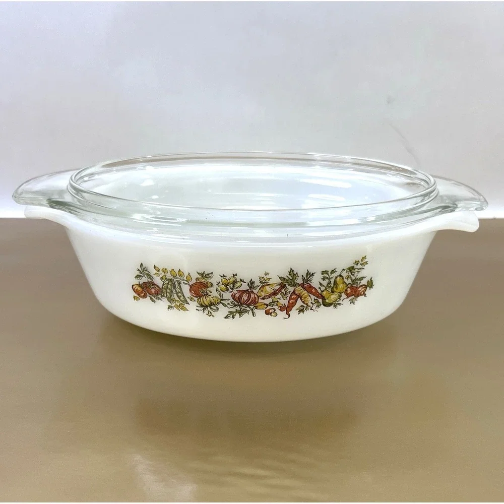 Vintage Anchor Hocking Fire King Harvest Vegetable 1.5 Qt Casserole Lid NOS